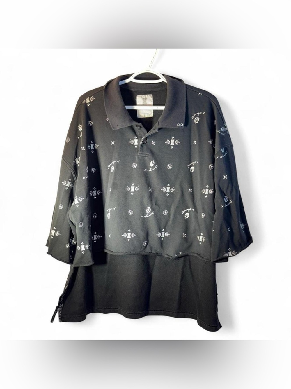 Savage X Fenty Black Crop Polo with White Bandana Print